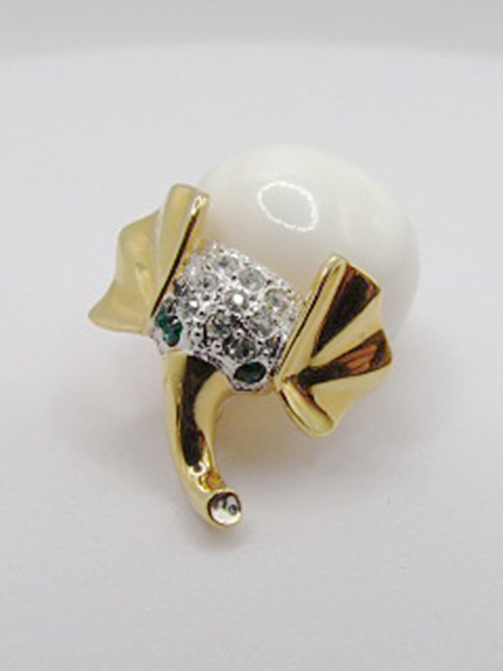 Vintage Signed Butler White Jelly Belly Elephant Brooch
